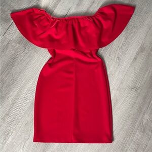 Super cute little red dress.